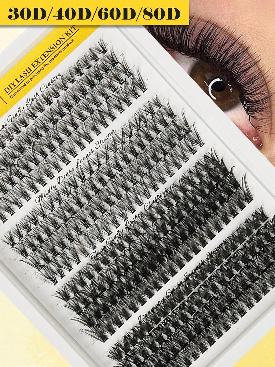 320pcs C-Curl Natural Lashes Set, 30D+40D+60D+80D Mixed Density Black, Suitable For Beginners, Synthetic Manga Classic False Eyelash Clusters, Long-Lasting And Durable, Suitable For Daily Makeup, Parties, Weddings, Christmas, Music Festivals - C - 查看 1