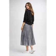 Metallic Shimmer Pleated Midi Skirt - Silver - Multicolor - View 4