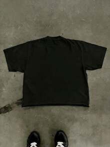 Cotton Clothes Y2K-Inspired Letter Print T-Shirt,Casual Crew Neck Short Sleeve, Perfect For Spring Summer Fall, Fashion Streetwear Unisex, Graphic Tee - Black 2 - 查看 4