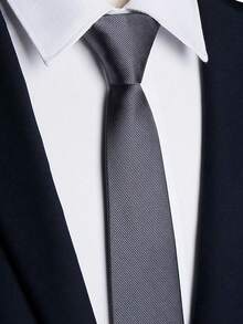 1pc 8cm Men's Solid Dark Gray Classic Casual Necktie - Dark Grey - View 1