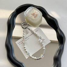 Luxury Baroque Style Artificial Glass Pearl Beaded Crystal Ins Phone Strap Handmade DIY Alloy Keychain Pendant - Multicolor - View 5