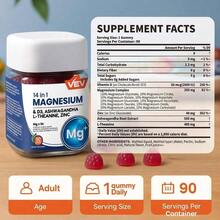 VEV Magnesium Complex Gummies For Mood Resilience – 14-In-1 Sugar-Free Vegan Formula With Ashwagandha, L-Theanine, D3 & Zinc, Supports Cortisol Balance & Focus, 90 Count Mixed Berry - 1 mặt hàng - Xem 10