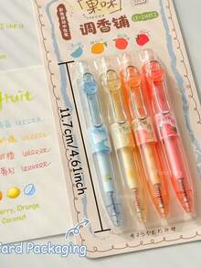 1/4 PCS Fun Fruit-Scented Pocket Pens With 0.5Mm Quick-Drying Gel Ink, Stylish And Minimalist Transparent Pens For Journaling And Drawing - Multicolor - View 3