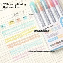 5Pcs Glitter Highlighter, Macaron Pastel Highlighter For Note Taking & Journaling - A - View 5