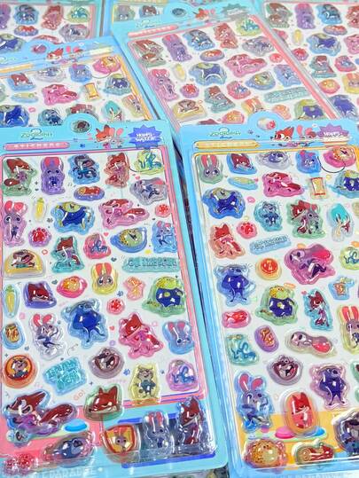 Disney 3D/DIY Sticker Set, Zootopia Themed, 3D Embossed Stickers, Waterproof, Durable, Creative, 3D Embossed Stickers, Cute Seal, Candy Drip Stickers, Sticker Book, Textured Stickers, Scrapbooking Supplies, DIY Decorative Stickers, Waterproof And Wear-Resistant, Reusable, Handmade Diary, Phone Case, DIY Cartoon 3D Embossed Stickers, Fun Stickers For Kids