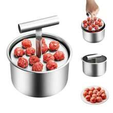 Stainless Steel Meatball Maker - Reusable Round Metal Mold Press For Homemade Meatballs, No Electricity Needed, Easy To Use Kitchen Tool For Perfect Meatball Shaping, Meatball Press, Manual Food Preparation, Stylish Kitchen Gadget, Durable Kitchen Accessory - Silver - View 3