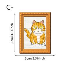 1/4个可爱卡通虎斑猫冰箱贴，木框设计，适用于冰箱、洗衣机、铁门和家居装饰。送给宠物主人的绝佳礼物。 - 彩色 - 查看 13