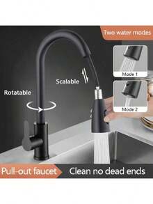 1个可伸缩冷热水龙头 - 可旋转厨房水槽水龙头 - 家用厨房水龙头，精美礼品 - 彩色 - 查看 3