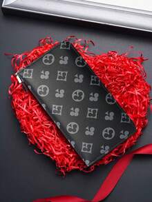 HOVI'S 19.8x10cm Large Capacity Zipper Card Holder Wallet, PU Leather Men's Multi-Card Slots Wallet, Business Accessory, Black All-Over Print - Black - View 3