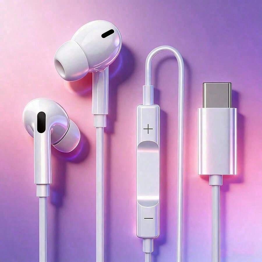 有线耳机，配备 Lightning 接口、内置遥控器和麦克风，支持音乐/通话/音量控制，兼容 14/13/12/11/XR/XS/X/8/7/SE/Pro/Pro Max