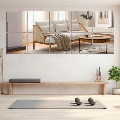 32 Piece Set Of Flexible Acrylic Mirror Tiles, 5.9x5.9 Inch Square Mirror Silver Mirror Panel, Suitable For Home Wall Decoration, Removable Wall Stickers, Room Decoration, Home Decoration, Bathroom Decoration, Wall Art, Kitchen Home Decoration, Living Room Wallpaper, House Decoration, Bedroom Decoration, Room Decoration Supplies, Living Room Decoration, Personalized Stickers