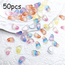 25/50 piezas Resina 8*12mm Colorido 3D Mini Pie Plano Atrás Rhinestone Atrás Rhinestone Scrapbook DIY Boda Aplicación Decoración Artesanía Joyería Accesorios Verano, Escuela - Multicolor - Ver 9