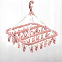 多功能折叠可拆卸袜子晾衣架，阳台衣架带夹子，可晾晒内衣和儿童衣物 - 灰色 - 查看 9