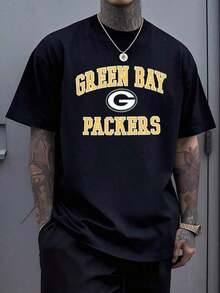 Camiseta de moda de nueva temporada de primavera y verano para la calle 100% Algodón - Green Bay  S-XXXL Camiseta del equipo de fútbol Green Bay , Camiseta con estampado gráfico de los Green Bay , Camiseta deportiva de ocio para hombres y mujeres, Camiseta con diseño único de los Green Bay Football, Unisex para adultos, Regalo para fans. - Negro 7 - Ver 17