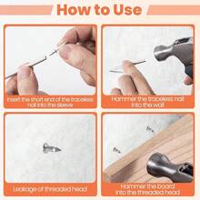 Pcs Double-Head Skirting Nails With Sleeve Tool, Double Sided Nails, Double-Headed Nails, Double Head Skirting Nails Tool - Single-thread200Nails2Sleeves - View 5