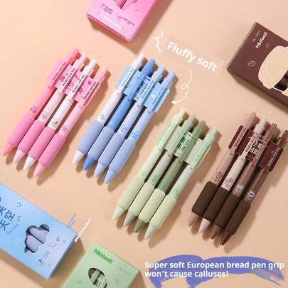 Set de 4 bolígrafos retráctiles, bolígrafos de tinta negra de carbono, bolígrafos para escribir para estudiantes, adecuados para exámenes, útiles escolares de regreso a clases