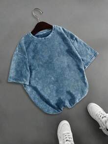 Plus Size Women Summer Casual Short Sleeve T-Shirt - Royal Blue - View 5