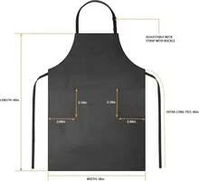 Gotega 2 Pack Aprons For Men Women With Large Pockets, Waterproof Rubber Vinyl Apron 40 Inch Heavy Duty Chef Apron Black Adjustable Work Apron For Dishwashing Kitchen Cooking Drawing - ColorE - 查看 2