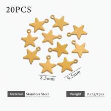 20pcs 304 Stainless Steel 18K Gold-Plated Moon And Star Pendant DIY Charm Jewellery Necklace Making Accessories Women's Stainless Steel Jewellery Handmade Components - Pendant - View 8