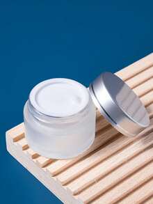 1pc Frosted Glass Cosmetic Jar, Suitable For Storing Liquid Foundation, Face Cream, Eye Shadow, Lip Balm And Other Cosmetics - Silver - View 2