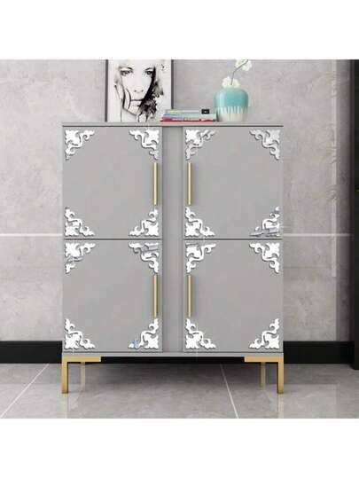 4片装3D亚克力镜面墙贴，可移除墙贴，适用于客厅、卧室、浴室、家居、家具、橱柜角落装饰