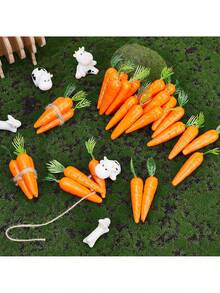 100pcs/10pcs Mini Plastic Foam Carrots, Realistic Artificial Carrot Models, Fake Vegetables, For Spring Easter Decoration, Spring Home Desktop Decor, Party Decoration, DIY Hanging Craft Decor - Multicolor - View 9