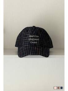 Plaid Letter Embroidered Soft Top Baseball Cap, Unisex Versatile Sun Protection Casual Peaked Cap, Spring/Summer - One Bubble Check - View 9