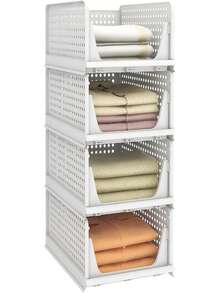 1 pieza Estantería apilable multicapa, caja de almacenamiento con cajón para ropa, toallas, ropa de cama, bolsas, papelería, especias de cocina, ropa sucia del baño, organizador ahorra espacio para armario, gabinete, estantería - Multicolor - Ver 7