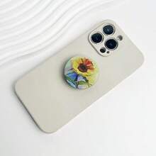 1 Piece - Creative Oil Painting Flower Phone Holder - Adhesive Round Holder - Foldable Non-Slip Phone Ring Holder - Multicolor - View 6