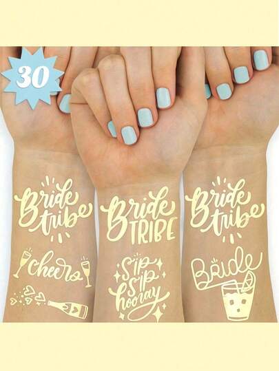15pcs Shiny Metallic Temporary Tattoo Stickers, Suitable For Men & Women, Suitable For Party Decoration, Bridal Party, Bridesmaids, Includes Lip Designs