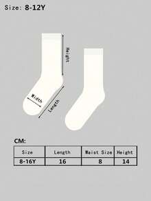 10 Pairs Kids & Youth Solid Color Crew Socks, Absorbent Sports Socks Suitable For School Outfit - Multicolor - View 5