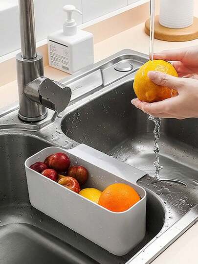 1pc Multi-Function Kitchen Sink Strainer Basket, With Slot Design, Suitable For Washing Vegetables & Fruits, Convenient For Placing Sponge & Dishcloth, Quick Filtration Of Residue To Prevent Decay & Odor, Suitable As Holiday Gift, For Kitchen Use