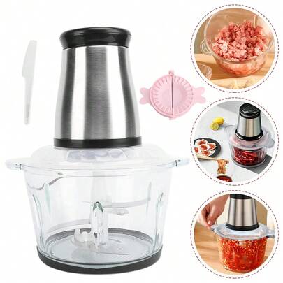 3L High-Power Electric Food Processing Machine (300W) - 304 Stainless Steel & Glass Dual Containers, 2-Speed Control & 4 Durable Blades | Perfect For Meal Prep, Baby Food,Meat Mincing & Fruit/Vegetable Chopping