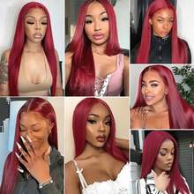 #BUG Burgundy Wig Human Frontal Hair 13x4 HD Lace Front Wigs 200% Density Brazilian Virgin 613 Lace Front Human Frontal Hair Straight Wig Pre Plucked With Baby Hair Blended Hair For Women Daily Party Christmas Use - Bug - View 9
