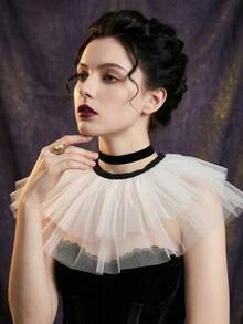 1pc Vintage Gothic Multi-Layer Mesh Ruffle Detachable Collar, Exaggerated Sweet Lolita Fake Collar, Halloween Clown Cosplay Party Decor Neck Piece,Festival,Travel - Multicolor - View 6