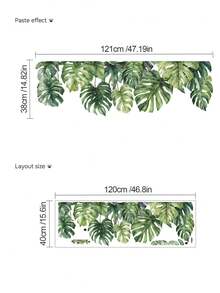 1pc Palm Leaf Wall Sticker - Tropical Leaf Decal, TV Background Wall Decoration Sticker, Removable Wall Decor For Bedroom, Living Room - 1PC - View 6