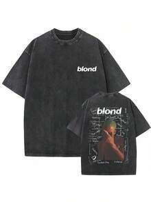 2026 Washed Vintage Loose-Fit T-Shirt, Designed For Men, Showcasing Ocean Hip-Hop  And Blonde Pop Music Designs, Perfect For Men's Street Fashion.Loose And Comfortable,Casual And Easy-Goin,High-Quality Wax Printed Cotton Retro FashionBrand T-Shirt, Men's T-Shirt, Beach Must-Have, Men's Summer T-Shirt, Holiday Gift, Perfect Gift,Graphic Tees Women,Graphic Tee,Shirts - màu đen - Xem 2