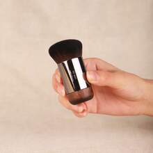 1pc #112 Portable Angled Foundation Brush, #124 Loose Powder Brush, Short Handle Makeup Brushes - Silver - View 6