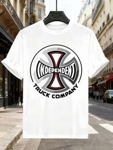 T-shirt en coton doux avec logo Independent Skate Cross, col rond, coupe confortable, design graphique - Blanc - Voir 2