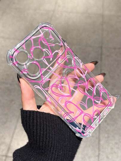 Heart Line Inlay Anti-Drop Phone Case Compatible With IPhone 17/16/14 Pro Max, High-Quality New Model 13, 15, Ins Style 12/12 Pro, 11, 15 Pro Max, Card Holder 16