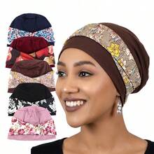 波西米亚风平顶发带帽，印花头巾，护发帽 - 均碼 - 查看 1