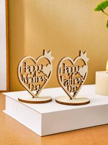 1 pièce Décoration ornementale minimaliste en forme de couronne de cœur en bois, convient pour la Fête des pères, la Fête des mères, design creux, décoration de bureau intérieure chaleureuse, cadeaux pour maman et papa - Taille Unique - Voir 5