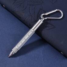 Multifunctional Mini Pocket Ballpoint Pen, Black Ink, Rotary Design, Stationery, Office And School Supplies, Back To School Essential - D-Silver - View 7