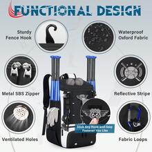 NEWHEY Baseball Bag Large Capacity Softball Bags For Adults Youth Lightweight Baseball Backpack With Shoe Compartment & Helmet Holder Waterproof Softball Bat Bag Fot T-Ball & Softball Equipment - Multicolor - View 4