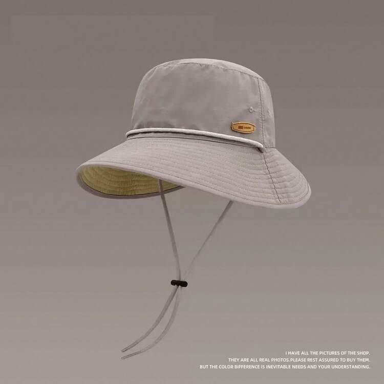 Sombrero de protección UV para mujer, sombrero de cubo reversible y versátil para el verano - Etiqueta de cuero de doble cara de pescador - Añade 9