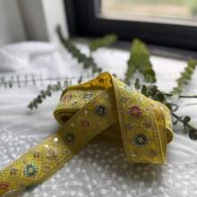1卷，2码花卉提花刺绣花边饰带，装饰花边，适用于女士服装、DIY头饰、服装领口、窗帘装饰、缝纫工艺用品 - 多色 - 查看 2
