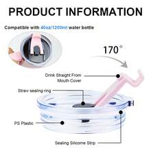 一套 EcoNymphal 杯子配件，40盎司/1200毫升保温杯替换盖，防漏，旅行咖啡杯杯套，硅胶防滑底盖，带可爱装饰 - 彩色 - 查看 3