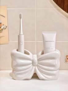 1pc/2pcs Bow Toothbrush Holder & Toothpaste Storage Rack, Bathroom Countertop Organizer - Multicolor - View 8