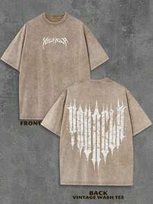 1PC Y2K Vintage Washed T-Shirt |   Men's YLA Graphic Tee |   Gym Graphic Tee |   Gifts For Men Or Boyfriend |   100% Cotton |   230Gsm Thickened Fabric |   Unisex - màu nâu - Xem 4