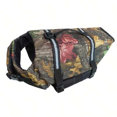 1 Piece Ripstop Dog Life Jacket For Small, Medium And Large Dogs, Enhances Your Dog's Buoyancy And Visibility, Random Camo Print